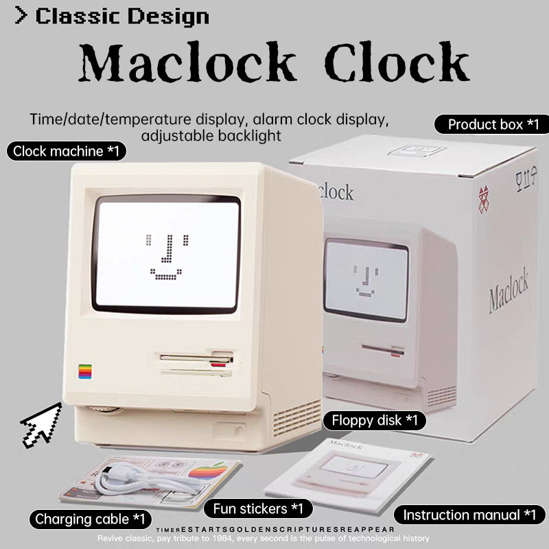 Maclock Retro 60-Hour Standby Alarm Clock, Student Desk Clock with LED Display, Creative Desktop Decor