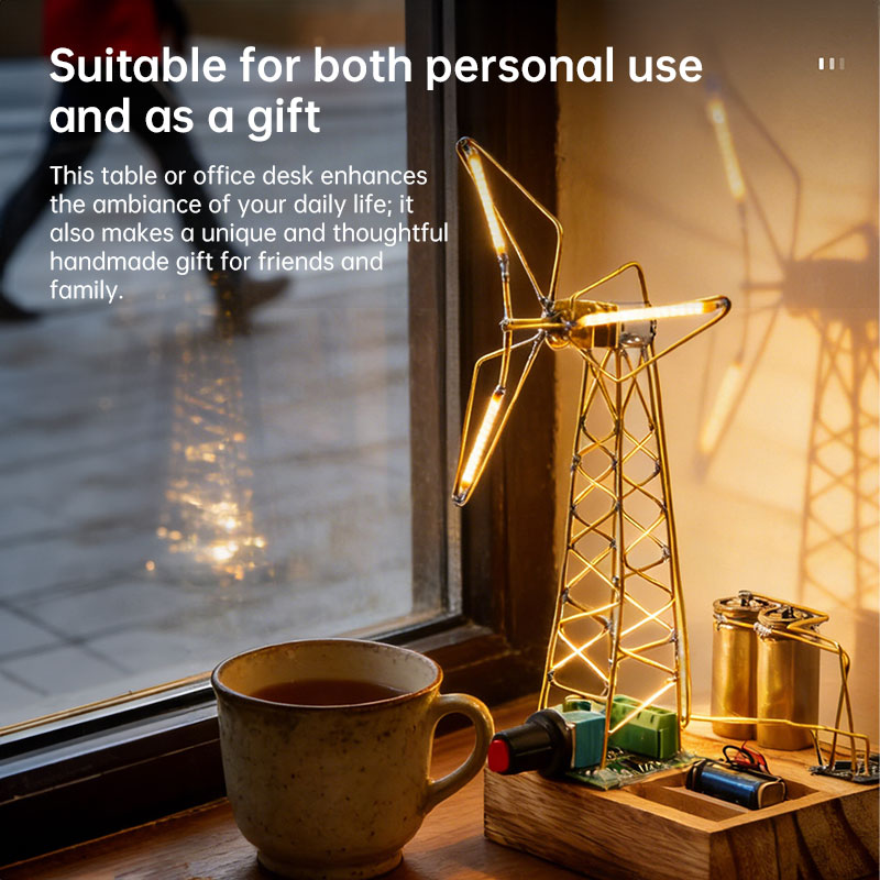 Windmill Rotary Art Mechanical Night Light, Anti-Glare Desk/Bedside Lamp with Rotating , Girlfriend Gift
