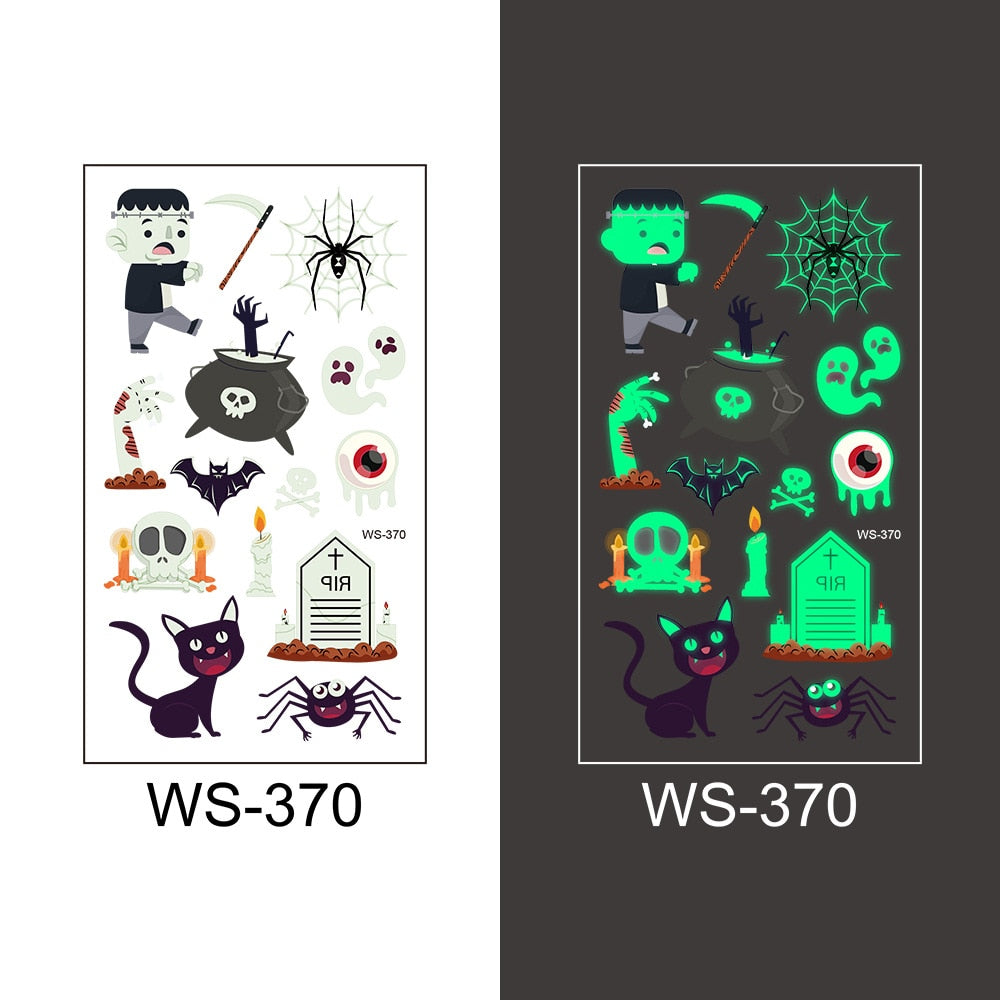 Halloween Decoration Luminous Tattoo Sticker Child Kid for Happy Birthday Party Decor Halloween Party Kids Favor Supplies