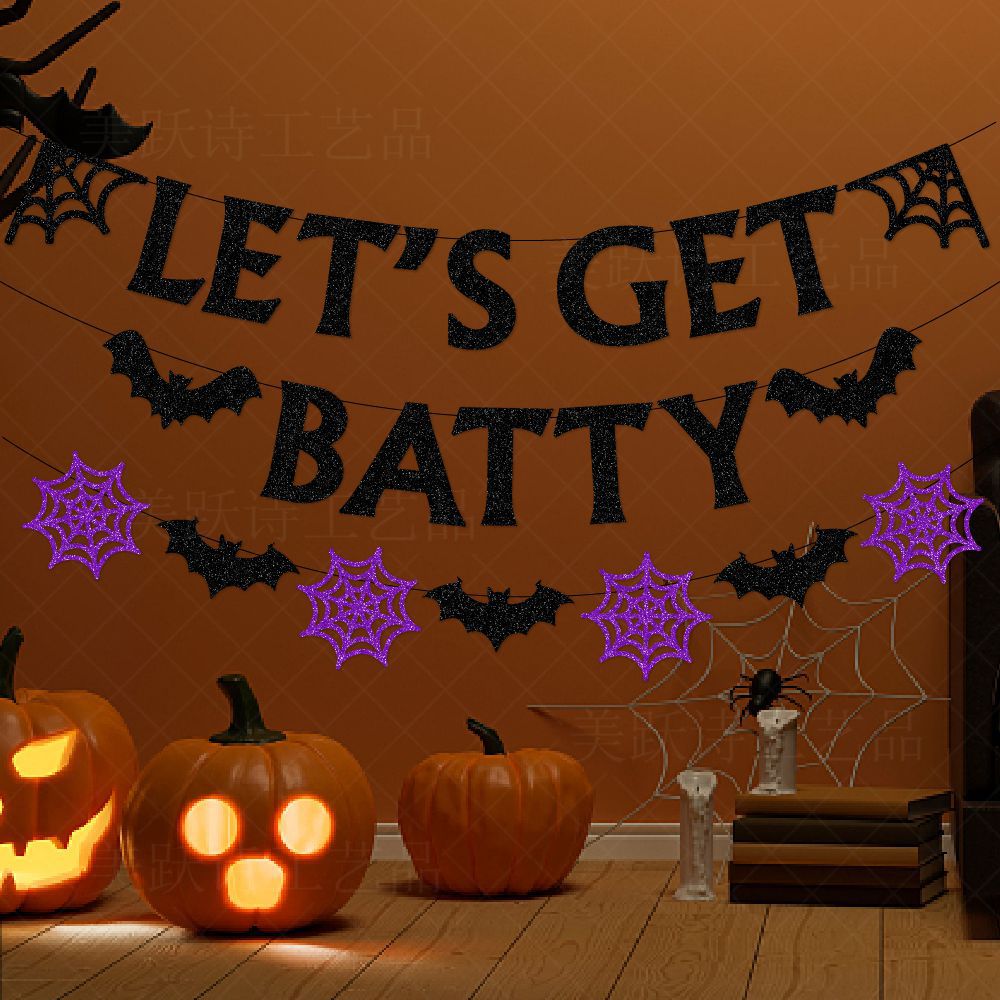 Halloween Decoration Bat Banner Spider Streamer Halloween Hanging Decorations for Party Decoration