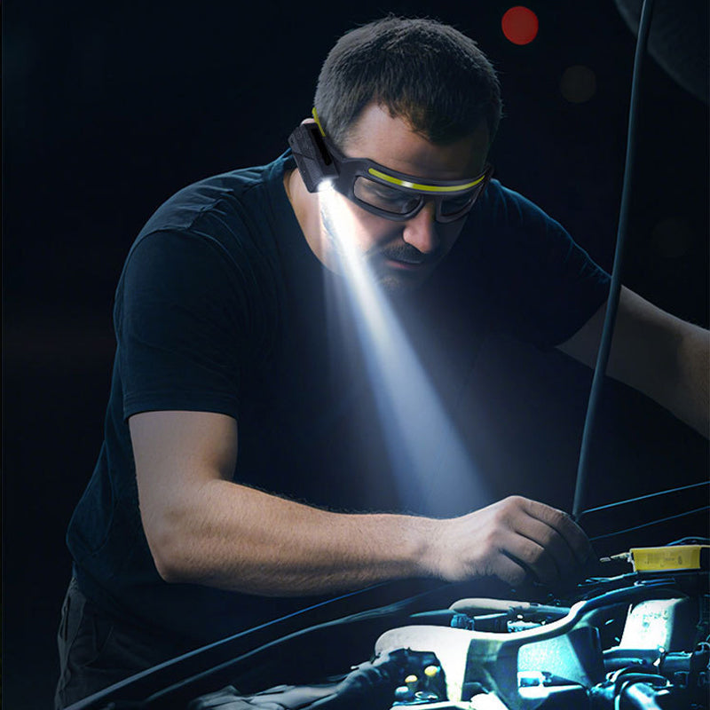 Rechargeable LED Headlamp | Wave Sensor, 5 Modes, 90° Adjustable, for Hands-Free Outdoor Work & Activities
