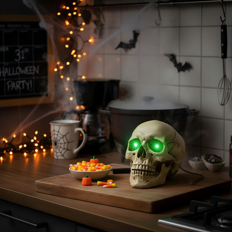 Halloween 2 Light-Up Skulls - Bright LED Eyes, Perfect DIY Horror Eyes for Masks, Pumpkins, Tombstones & Decor