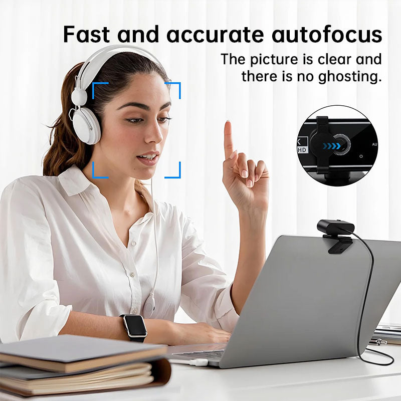 Mini 4K USB Webcam with Mic, Auto Focus HD Camera for PC & Laptop, 30fps 2K/1080P Conference Cam