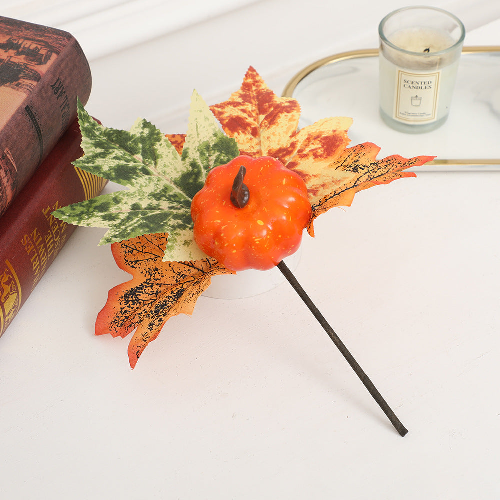Halloween Decoration Plugin Wreath Artificial Maple Leaves Pumpkin Props  Halloween Pumpkin Scene Decoration
