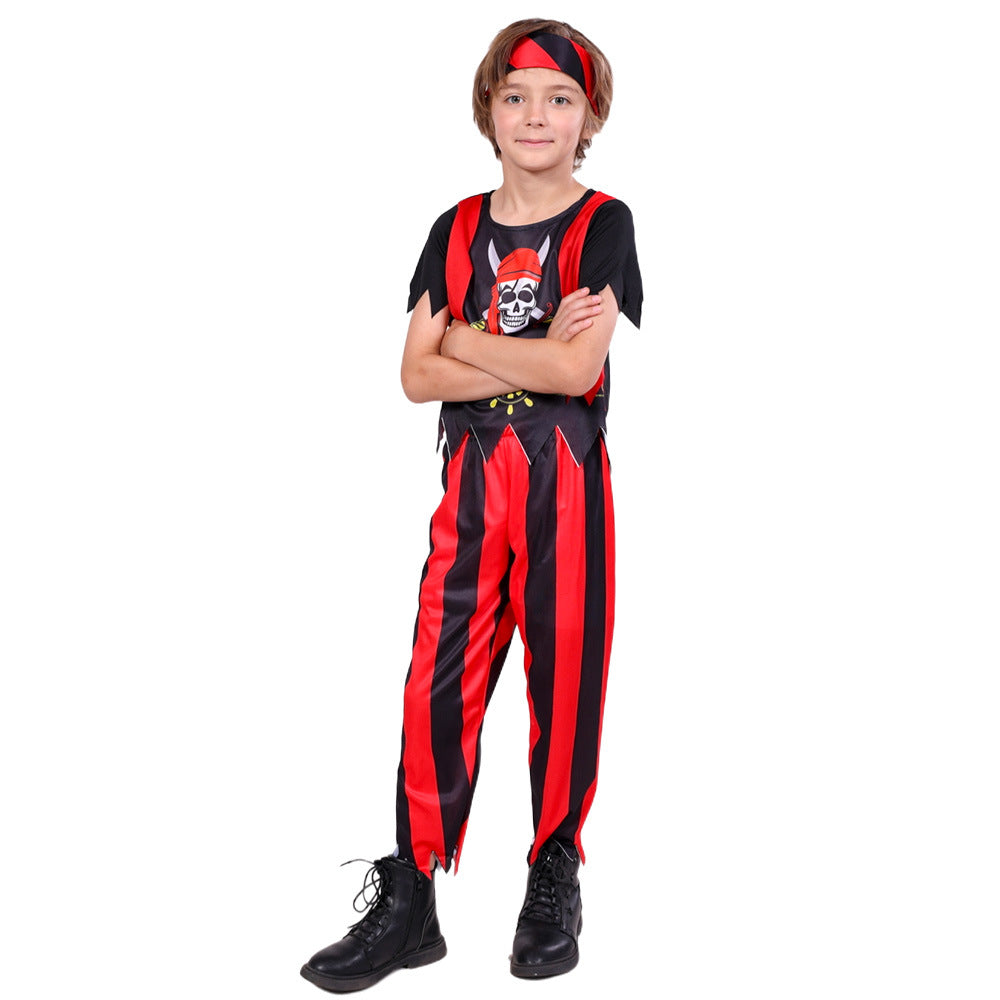 Halloween Kids Caribbean Pirate Costume Halloween Party Captain Outfit