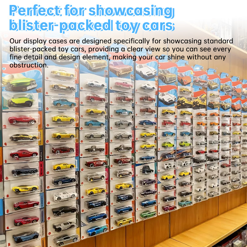 10-Pack Wall-Mounted Die-Cast Car Display Case with Space-Saving Storage, Clear Bubble Compartments & Toy Organizer Rack