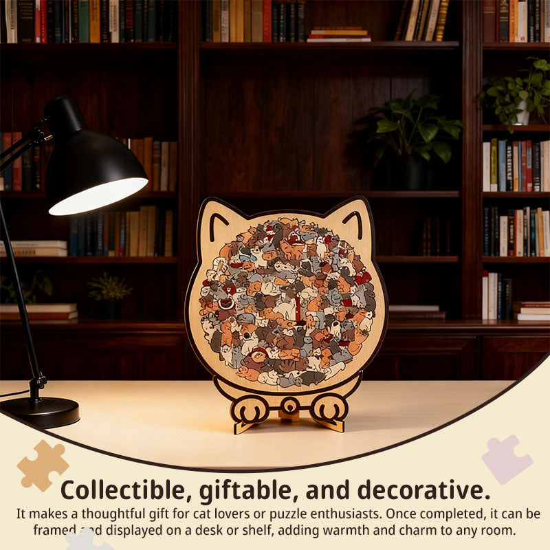 135-piece Morandi Cat Puzzle - Macaron-colored, Cat Silhouette Frame, Decor Piece