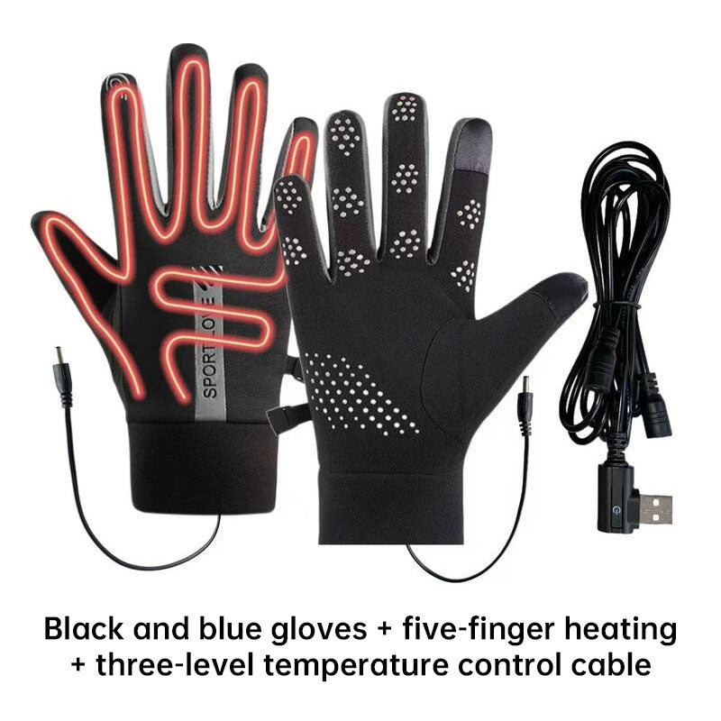 USB Rechargeable Heated Gloves with Adjustable Temperature, Anti-Slip & Touchscreen for Winter Sports