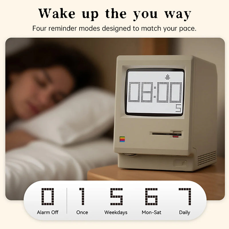 Maclock Retro 60-Hour Standby Alarm Clock, Student Desk Clock with LED Display, Creative Desktop Decor