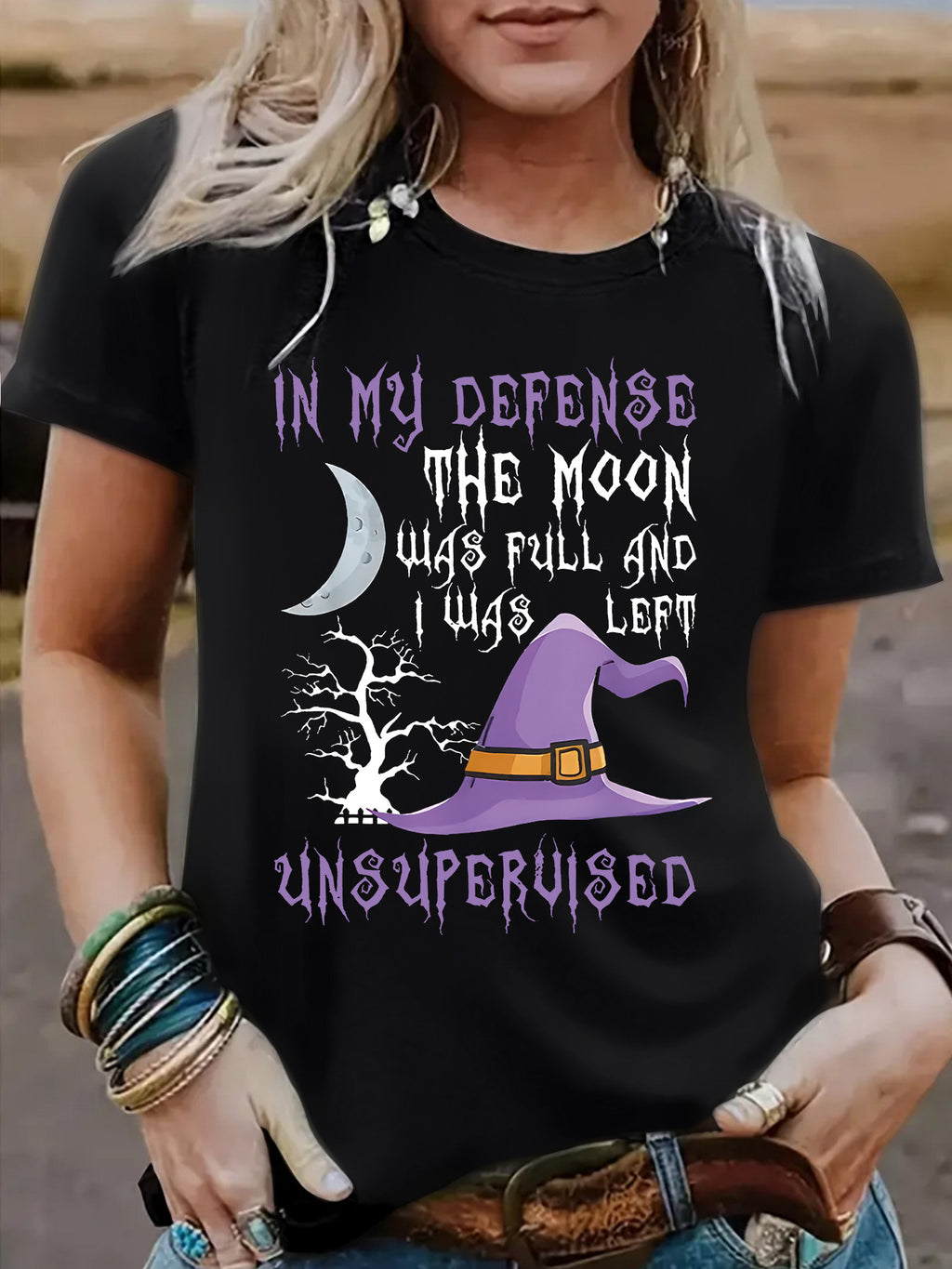 Short sleeved Halloween witch pattern