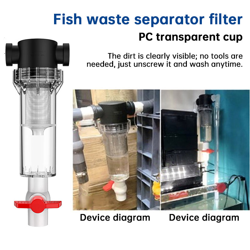 Aquarium Fish Toilet Waste Separator 1/2" 3/4" FPT Pre-Filter High Flow Fish Feces Collector Sediment Filter for Tank Pond