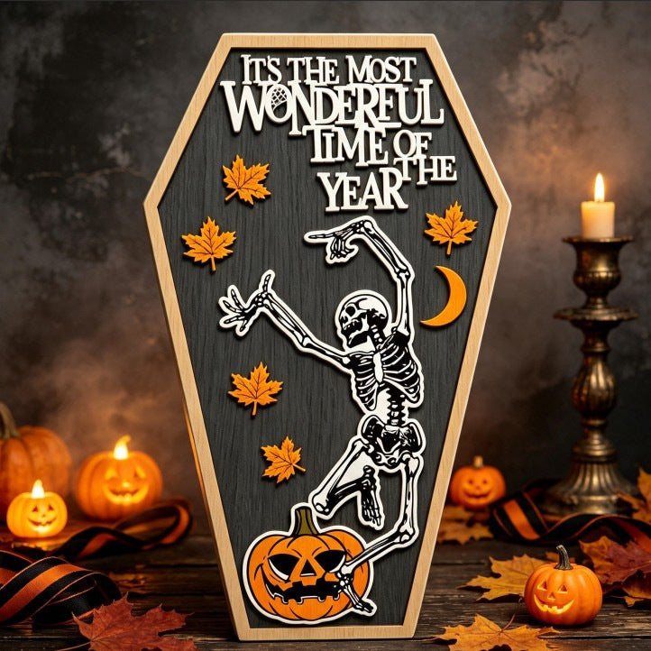 Halloween Skull Haunted House Cute Handmade Decoration Desktop Ghost Wooden Halloween Party Decor