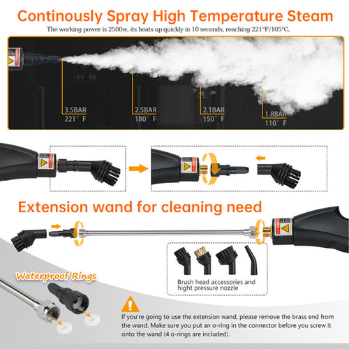 AC Steam Cleaner, Portable High Temp Steamer for Kitchen Grease, Range Hood, Glass & Home Appliance Disinfection