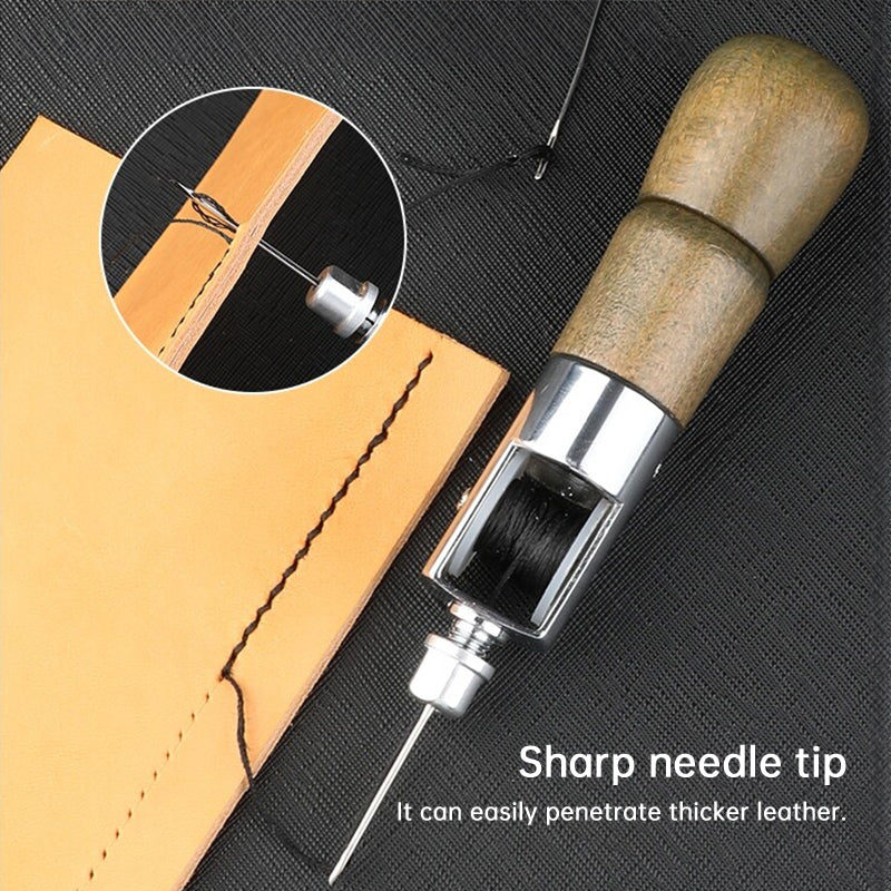 Professional Leather Stitching Awl Kit, Quick Sewing Repair Tool for DIY Handcrafts, Includes Needle Set