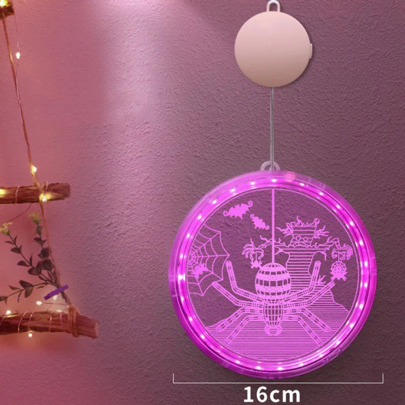 3D Halloween Hanging Lamp with Sucker Cup Window Light Decoration For Outdoor Indoor Halloween Party Decor Supplies