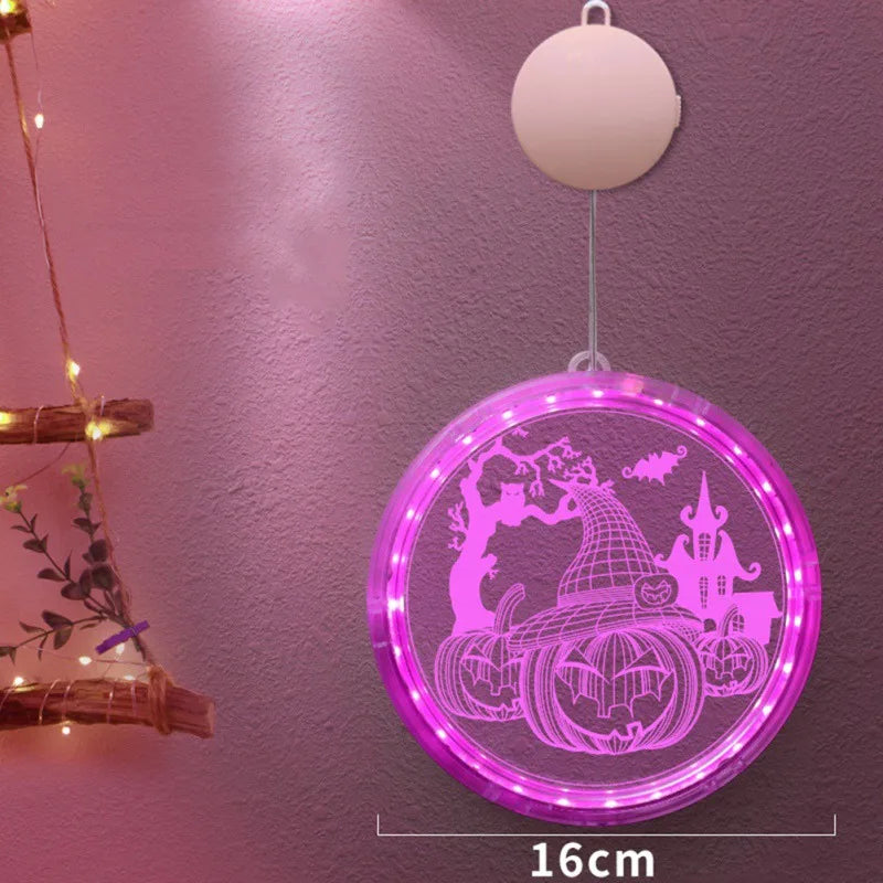 3D Halloween Hanging Lamp with Sucker Cup Window Light Decoration For Outdoor Indoor Halloween Party Decor Supplies