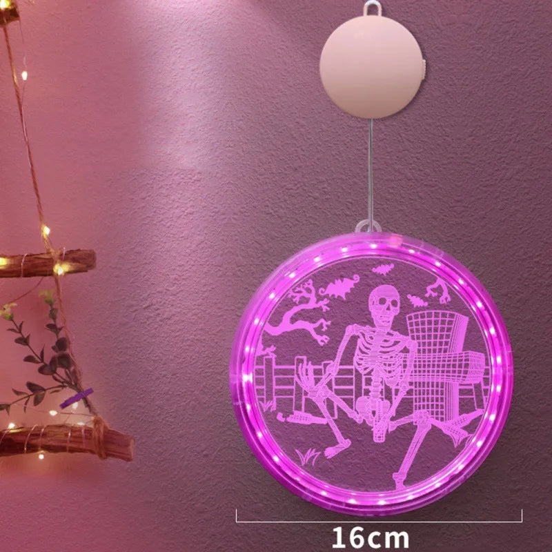 3D Halloween Hanging Lamp with Sucker Cup Window Light Decoration For Outdoor Indoor Halloween Party Decor Supplies