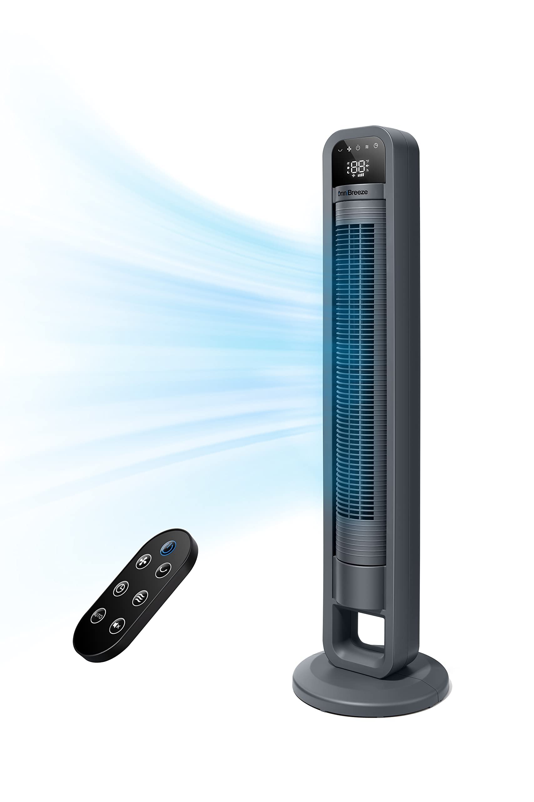 OmniBreeze Digital Electric Tower Fan Inner Oscillation with Remote Control LED Display Standing Bladeless Floor Fans Cooling and Quite Indoor Living Room Bedroom use (40Inch)